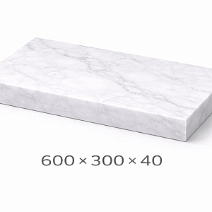 Плита мраморная 600x300x40 мм белая 1 сорт полированная
